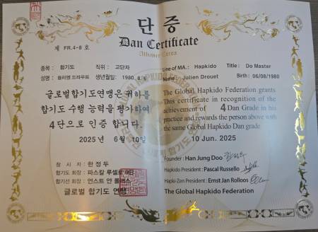  4eme DAn Maitre Julien DROUET